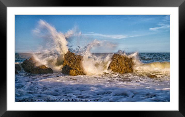 Breaking water Framed Mounted Print by andrew blakey