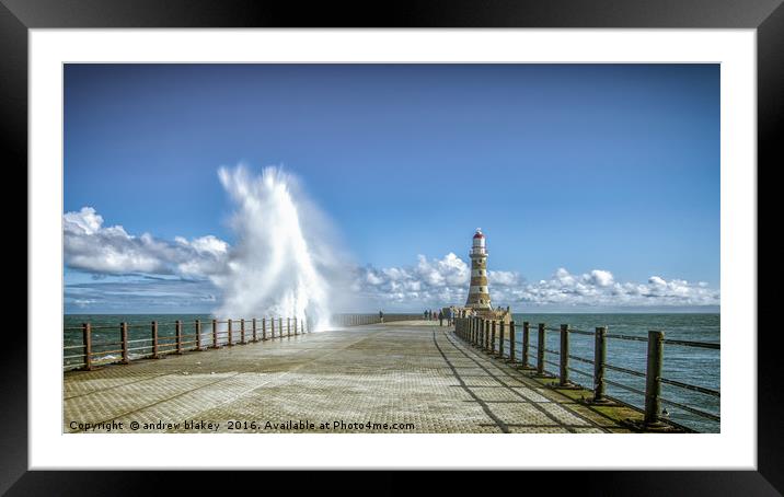 waves over Roker Framed Mounted Print by andrew blakey