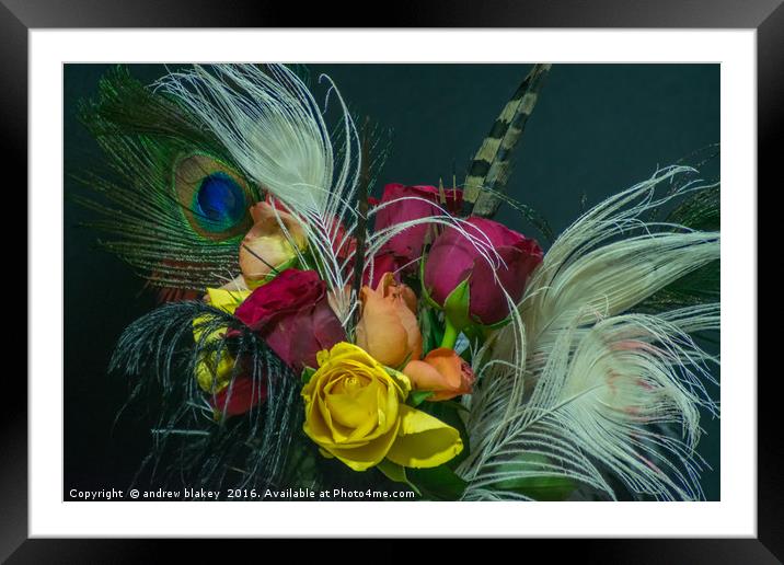 Feathers and Roses Framed Mounted Print by andrew blakey