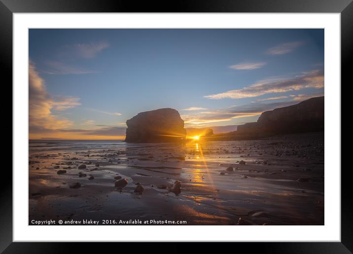 The Sun Emerges at Marsden Framed Mounted Print by andrew blakey