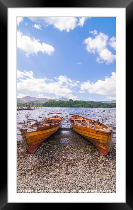 Boats on derwentwater Framed Mounted Print by andrew blakey