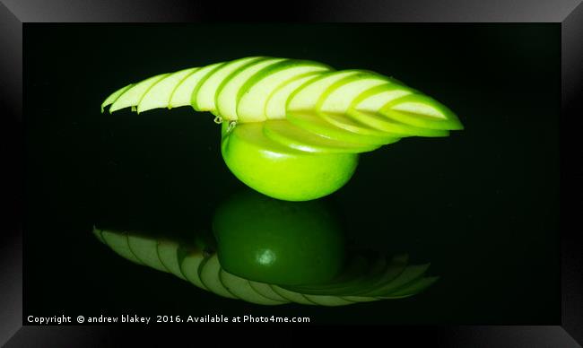 carved green apple Framed Print by andrew blakey