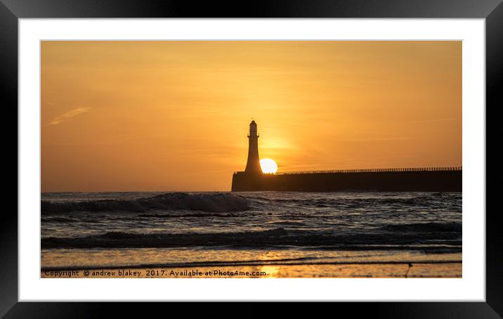 Majestic Sunrise over Roker Pier Framed Mounted Print by andrew blakey