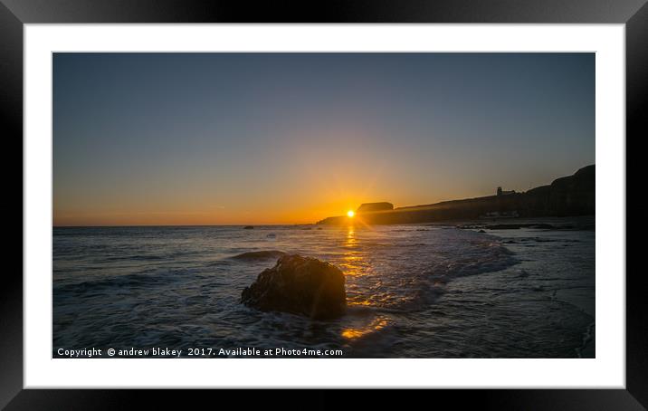Radiant Sunrise over Marsden Bay Framed Mounted Print by andrew blakey