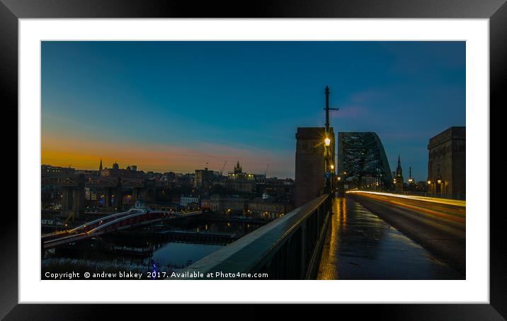 Majestic Sunset View over the Tyne River Framed Mounted Print by andrew blakey