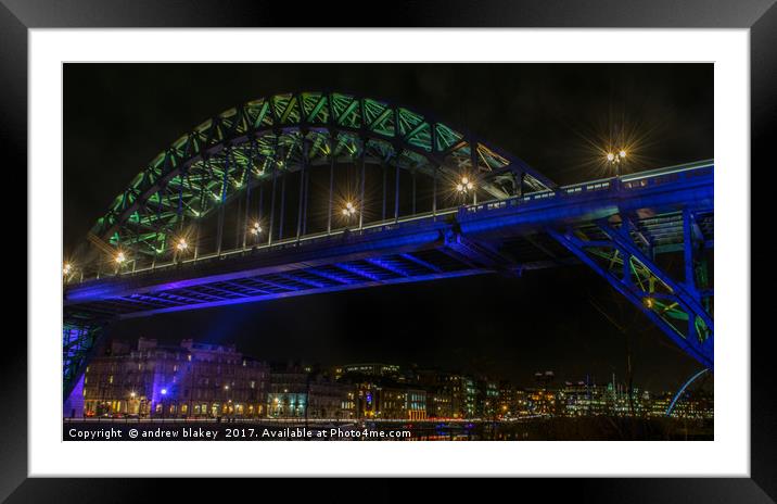 Tyne Bridge and Newcastle Quayside Framed Mounted Print by andrew blakey