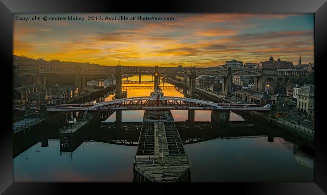 The Majestic Bridges of Newcastle Framed Print by andrew blakey