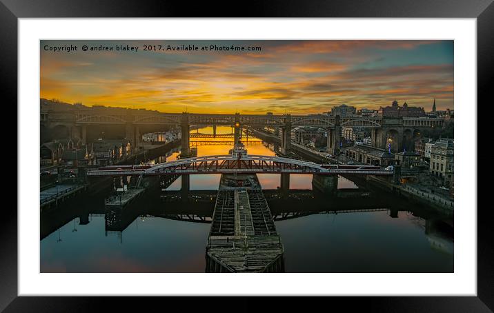 The Majestic Bridges of Newcastle Framed Mounted Print by andrew blakey