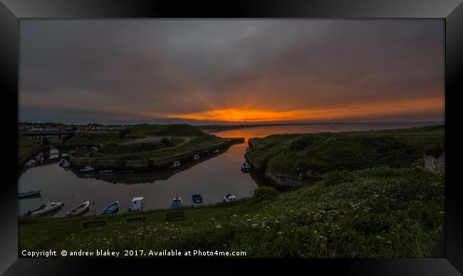 Seaton Sluice Sunset Framed Print by andrew blakey
