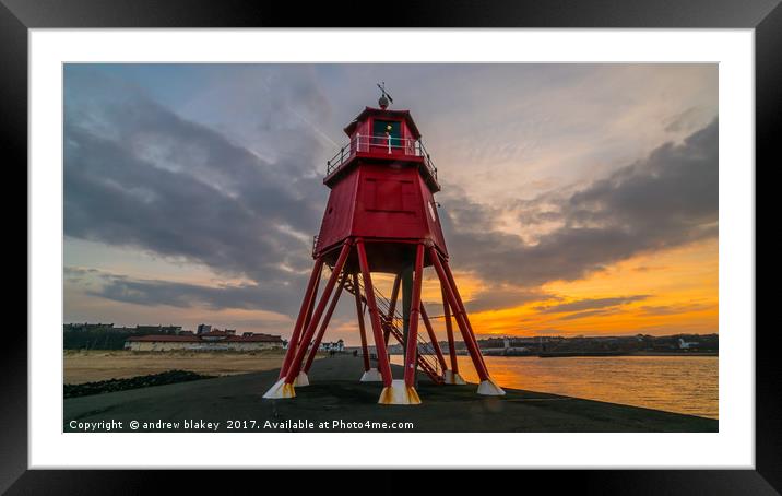 Majestic Sunset over the North East Coast Framed Mounted Print by andrew blakey