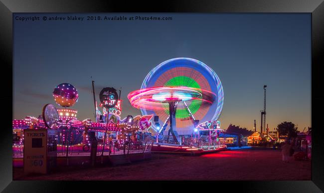Thrilling Rides at Newcastle's Night Fair Framed Print by andrew blakey