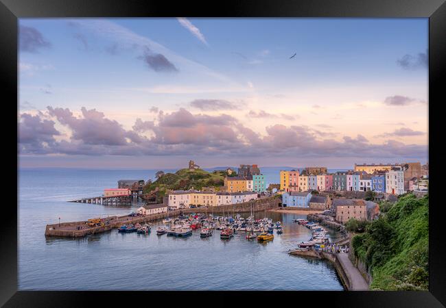 Tenby Harbour Sunset Framed Print by Richard Downs