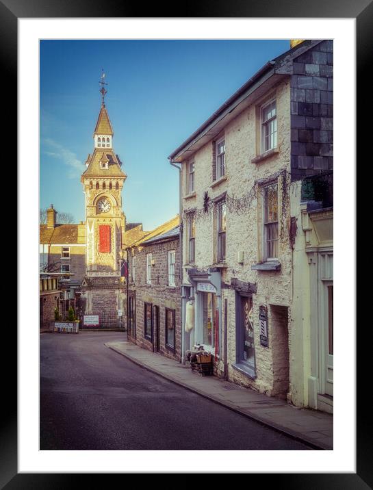 The clock tower, Hay-on-Wye Framed Mounted Print by Richard Downs