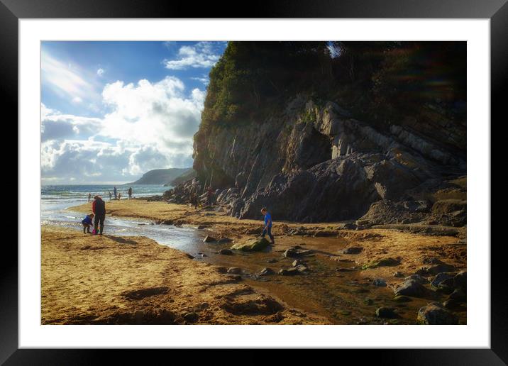 Caswell Bay Framed Mounted Print by Richard Downs