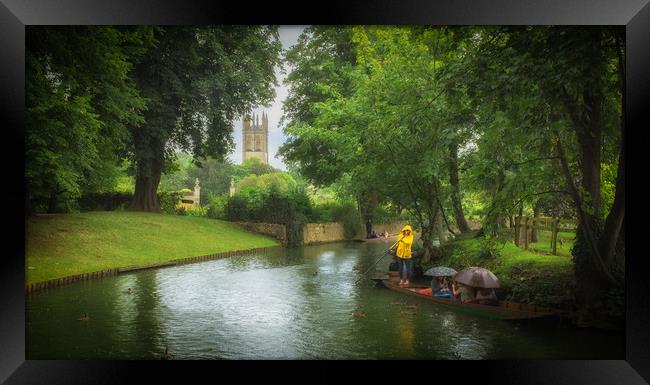 Punting in the rain Framed Print by Richard Downs