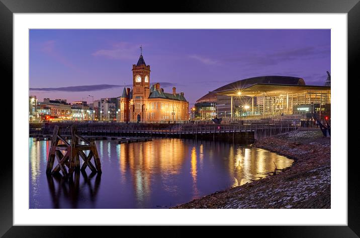 Cardiff Bay Dusk Framed Mounted Print by Richard Downs