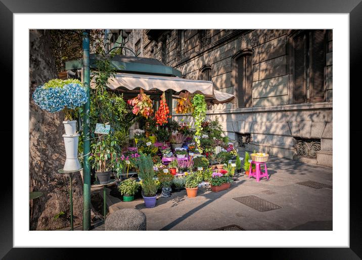 Flower stall Framed Mounted Print by Richard Downs