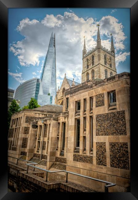 Southwark Cathedral and The Shard Framed Print by Richard Downs