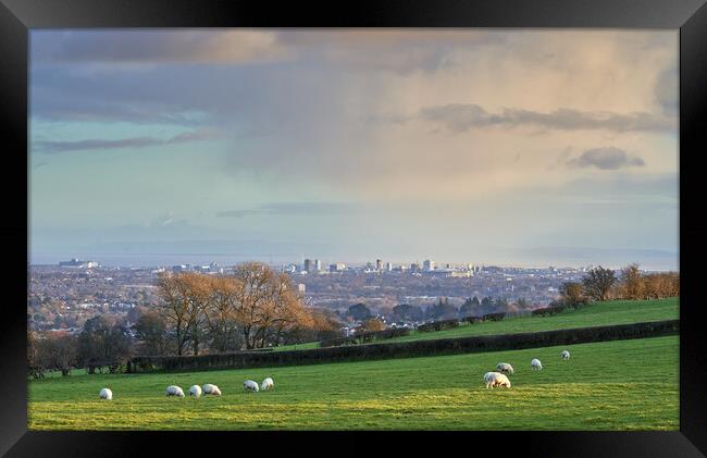 Above Cardiff Framed Print by Richard Downs