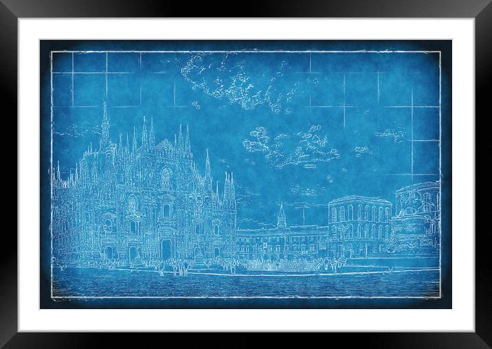 Duomo Blueprint Framed Mounted Print by Richard Downs