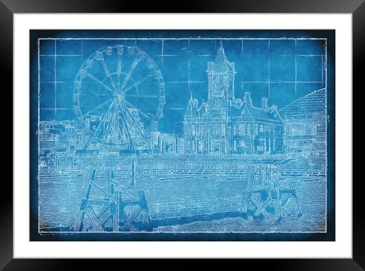 Cardiff Bay Blueprint Framed Mounted Print by Richard Downs