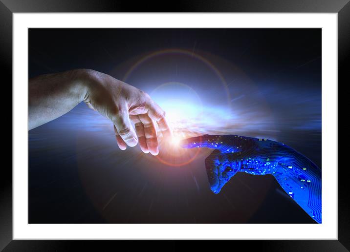 Artificial Intelligence Concept AI and Humanity Framed Mounted Print by John Williams