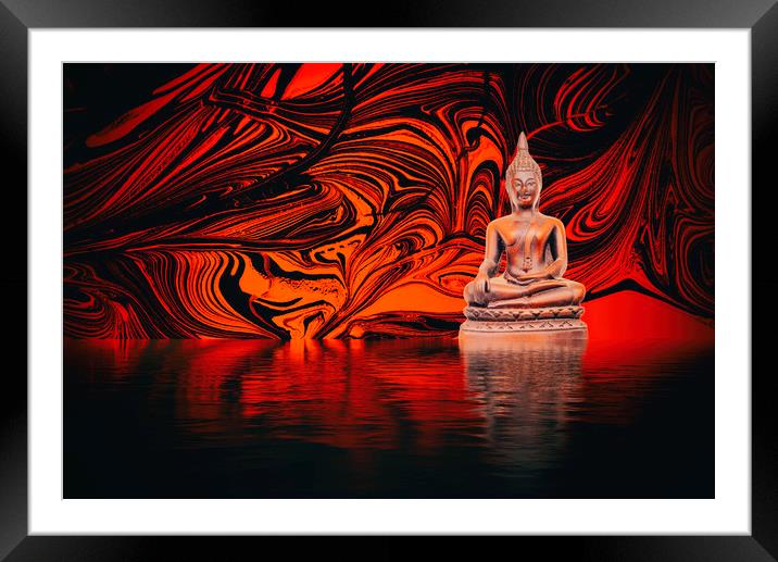 Buddha on a Lake Framed Mounted Print by John Williams