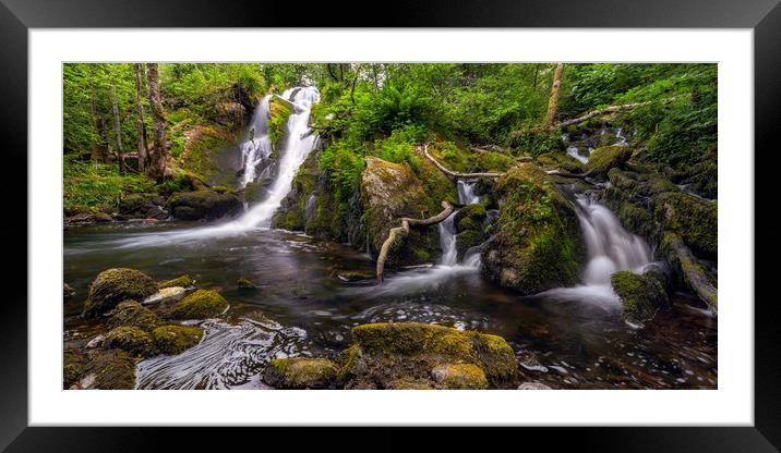 The Forest Waterfall Framed Mounted Print by Eirik Sørstrømmen