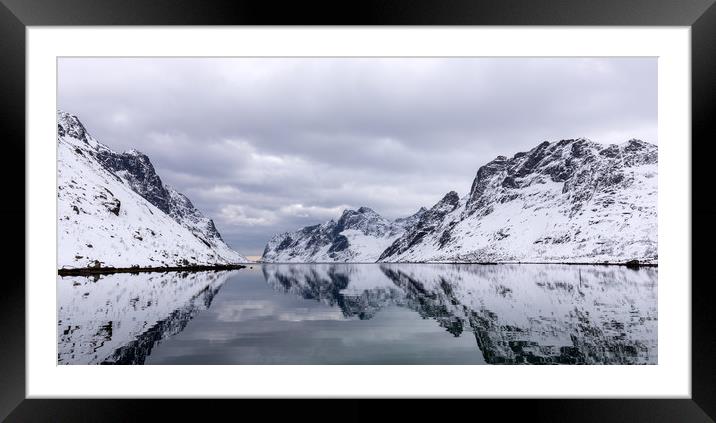 Frozen Reflections Framed Mounted Print by Eirik Sørstrømmen
