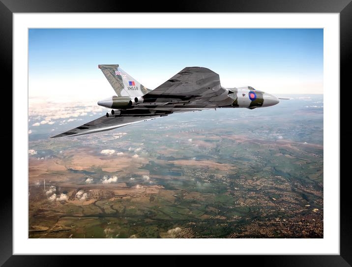 Vulcan's final flight over Sheffield Framed Mounted Print by David Stanforth