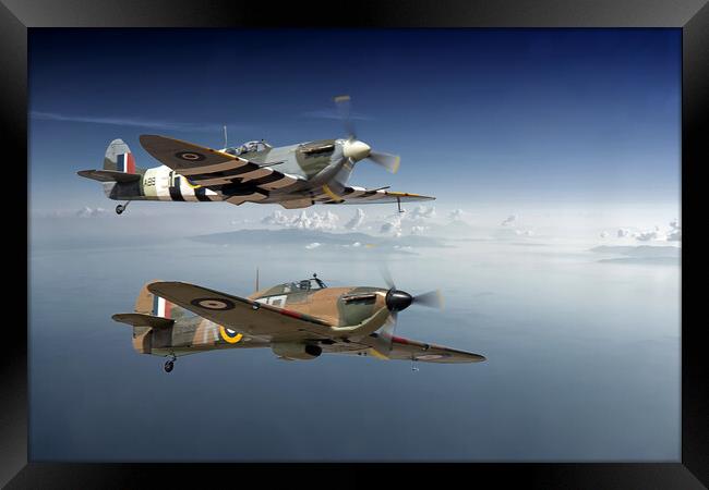 Spitfire and hurricane - Brothers in Arms Framed Print by David Stanforth