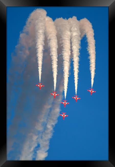Red Arrows - Six man Swan formation  Framed Print by David Stanforth