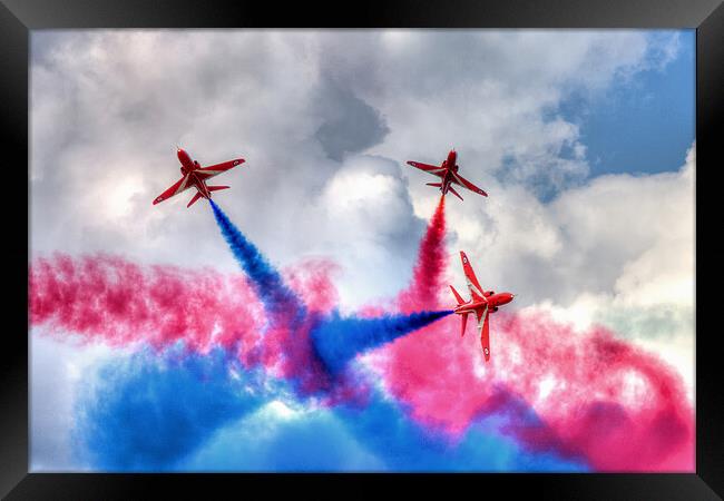 Red Arrows Colour Burst Framed Print by David Stanforth