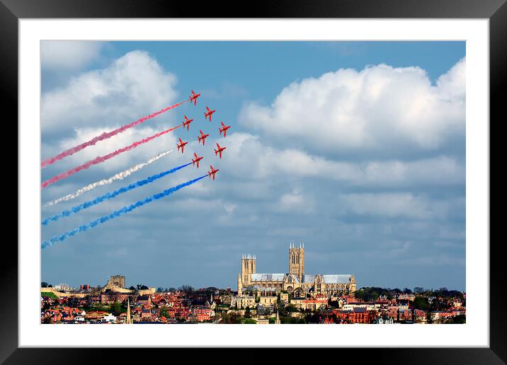 Red Arrows over Cathedral  Framed Mounted Print by David Stanforth