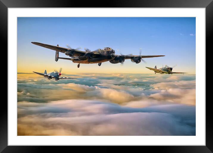 Lancaster and two wingmen Framed Mounted Print by David Stanforth