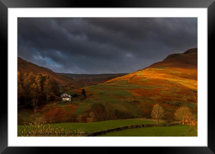 Lake District, golden sunlight, Helm Crag Framed Mounted Print by Pete Watson