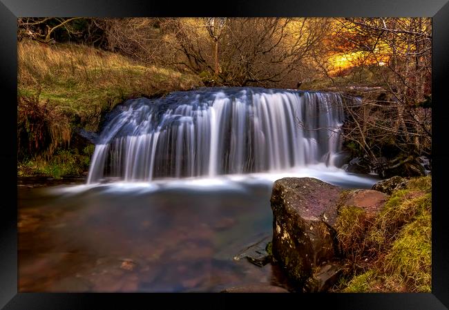 Waterfall in the Brecon Beacons, South Wales  Framed Print by Pete Watson