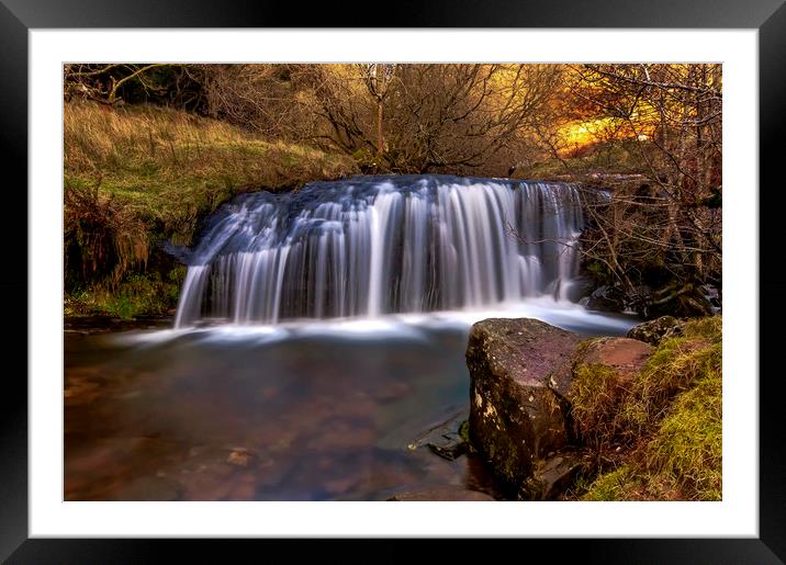 Waterfall in the Brecon Beacons, South Wales  Framed Mounted Print by Pete Watson