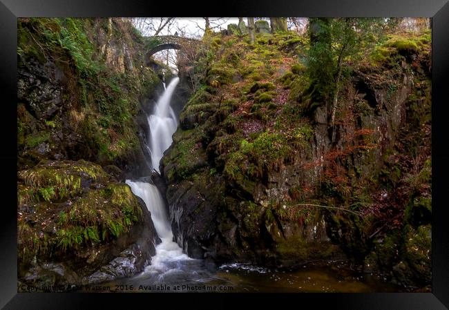 Long Exposure of Aira Force in the Lake District. Framed Print by Pete Watson