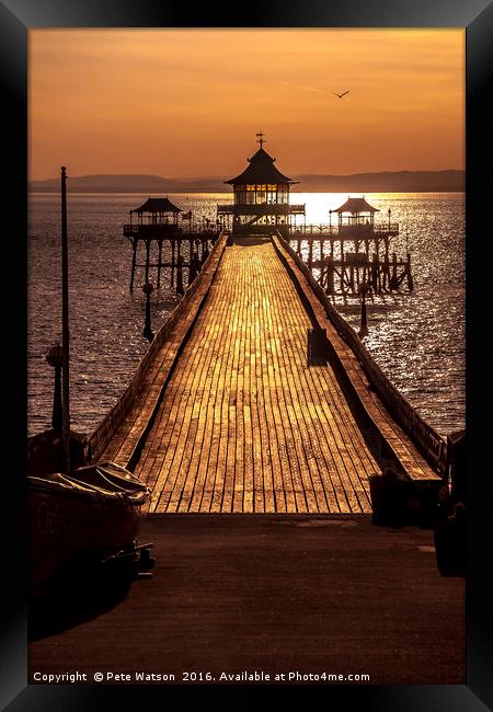 Clevedon Pier at Sunset Framed Print by Pete Watson