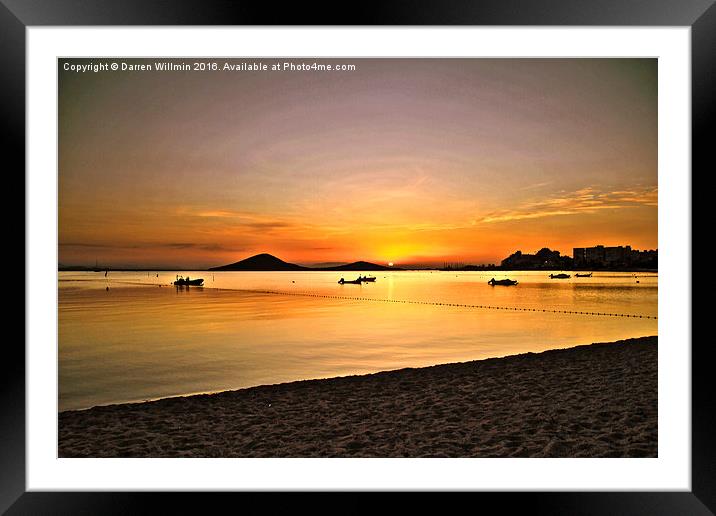 Mar Menor Salty lagoon at sunset Framed Mounted Print by Darren Willmin
