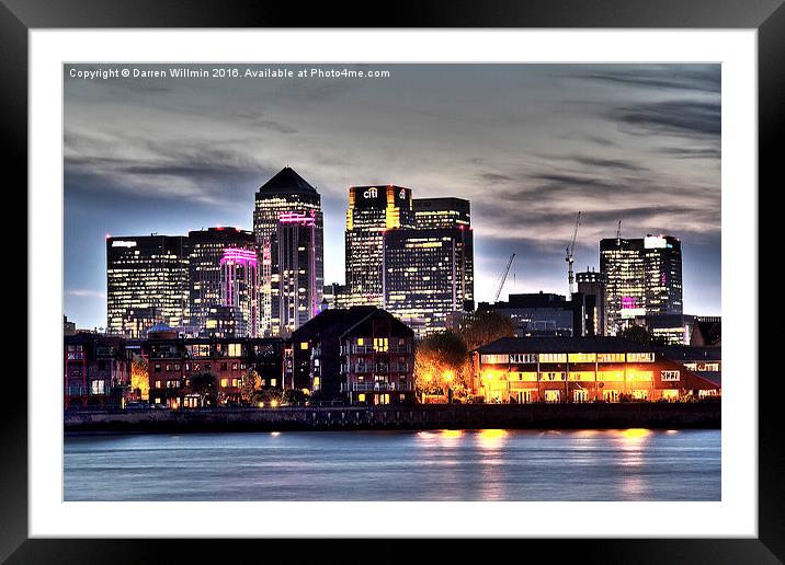  London Docklands at Dusk Framed Mounted Print by Darren Willmin
