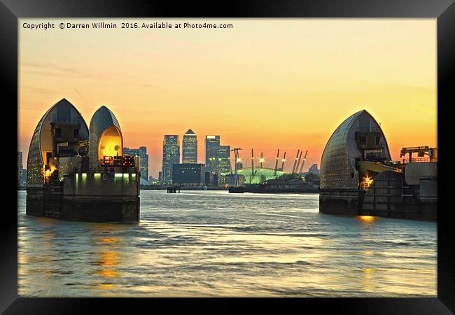 Thames Barrier At Sunset Framed Print by Darren Willmin