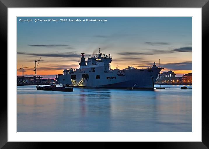 The Royal Navy HMS Ocean In London Framed Mounted Print by Darren Willmin