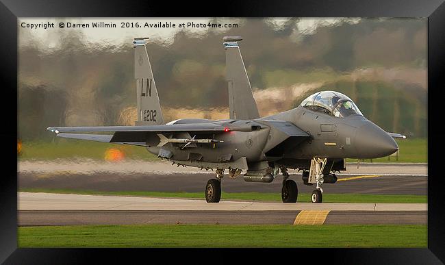 United States Air Force F-15E Departing RAF Lakenh Framed Print by Darren Willmin