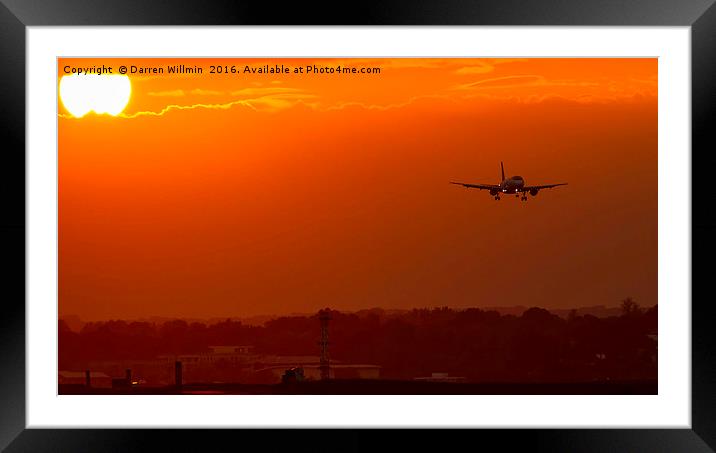 EasyJet Airbus A320 Sunset  Framed Mounted Print by Darren Willmin