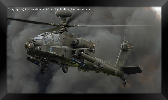 Gunship Two Apache through the smoke Framed Print by Darren Willmin