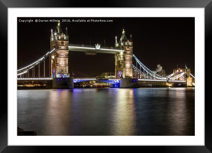 Tower Bridge by Night Framed Mounted Print by Darren Willmin