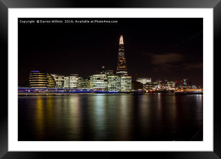 London Shard Skyline at Night Framed Mounted Print by Darren Willmin