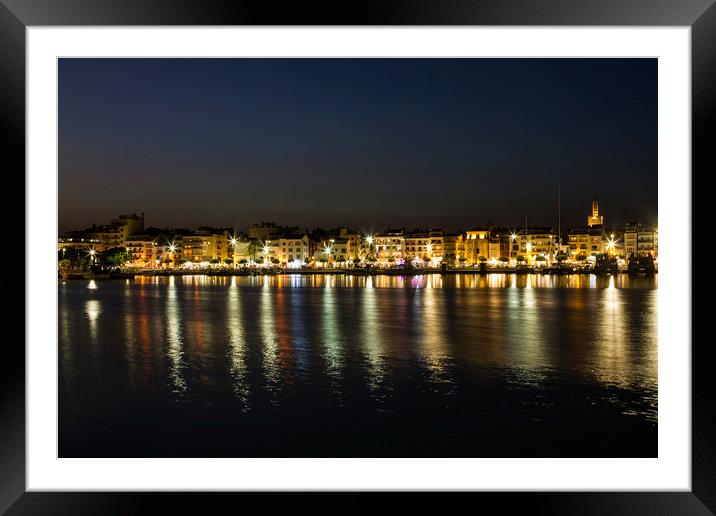 Cambrils Marina & Harbour at Night Framed Mounted Print by Darren Willmin